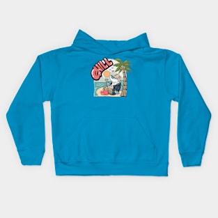 Shark relaxing on the beach Kids Hoodie